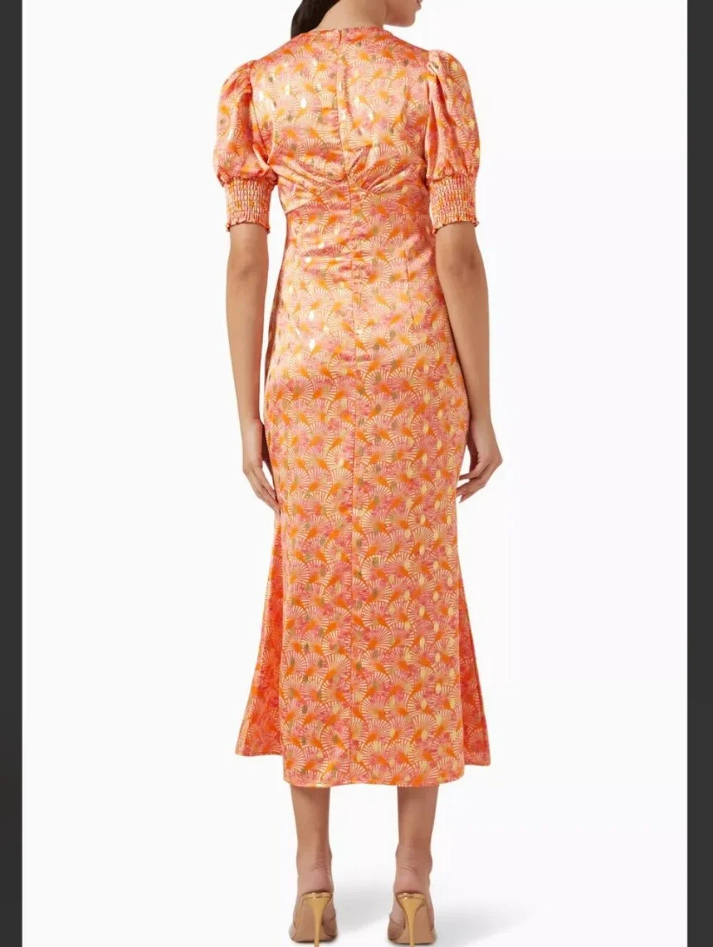 Never Fully Dressed Orange Gold Shell May Midi Dress - Picture 4 of 6